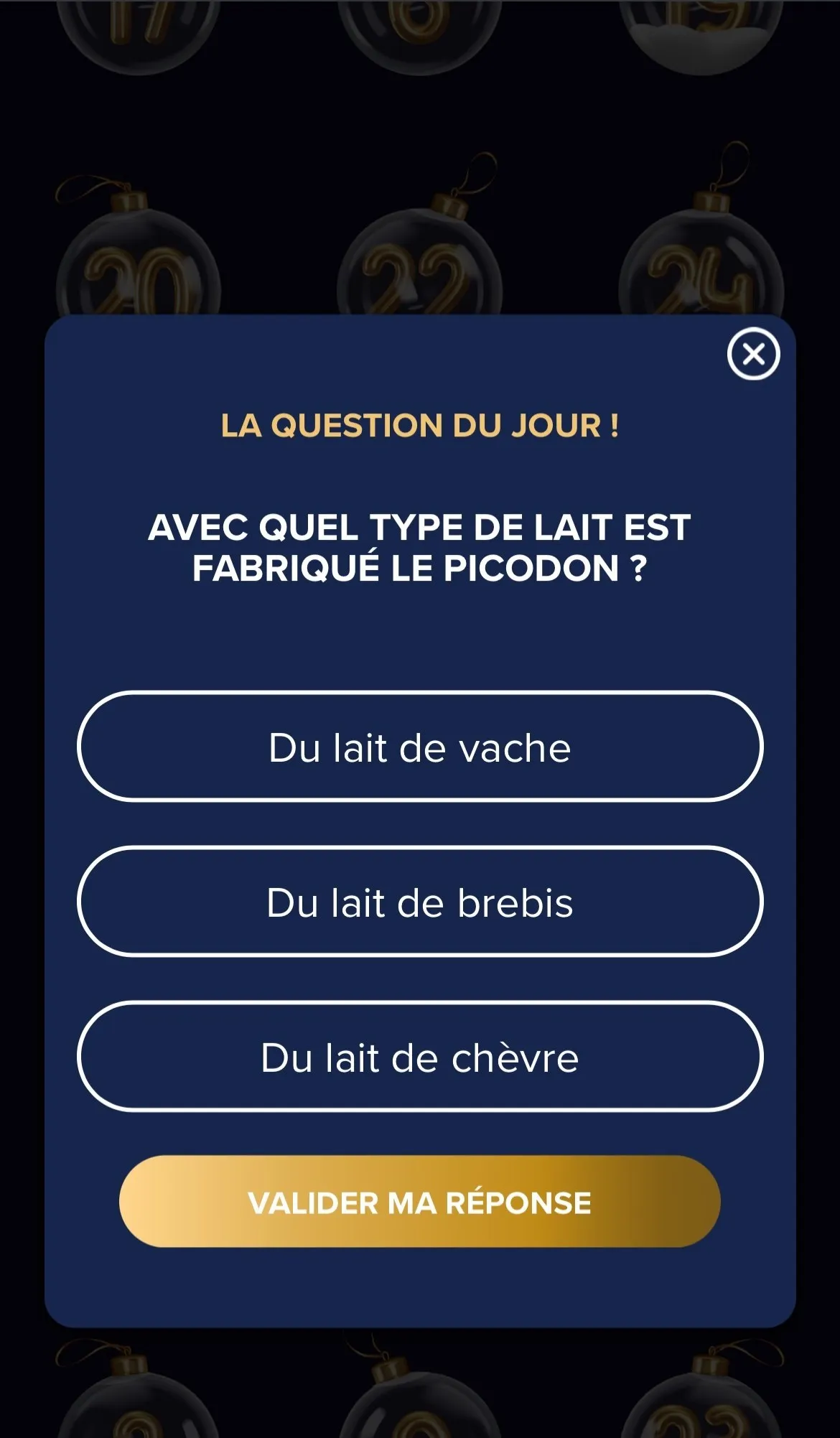 La question du jour dans le calendrier de l'Avent de la Caisse d'Épargne Loire Drôme Ardèche, sur mobile