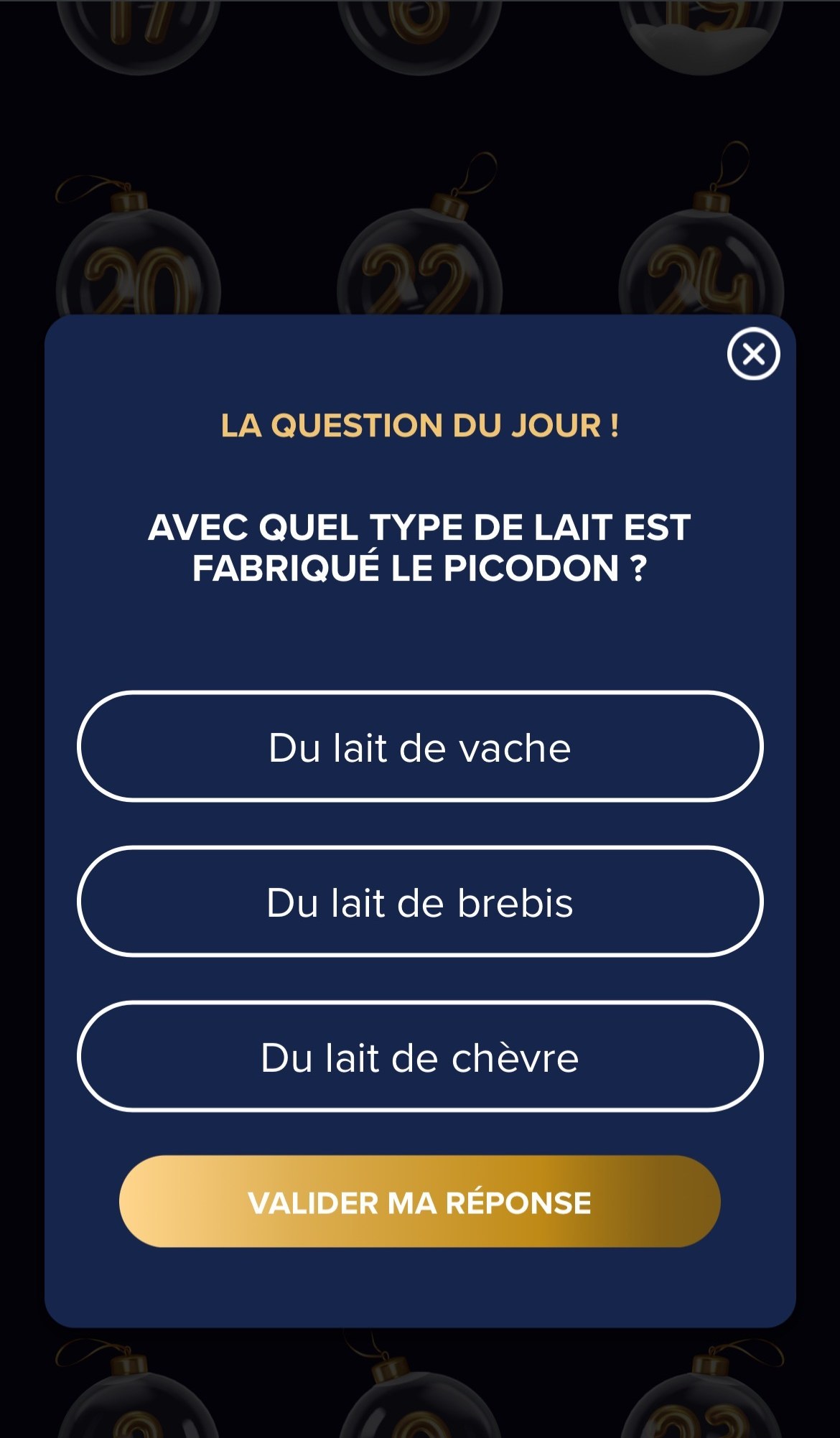 La question du jour dans le calendrier de l'Avent de la Caisse d'Épargne Loire Drôme Ardèche, sur mobile