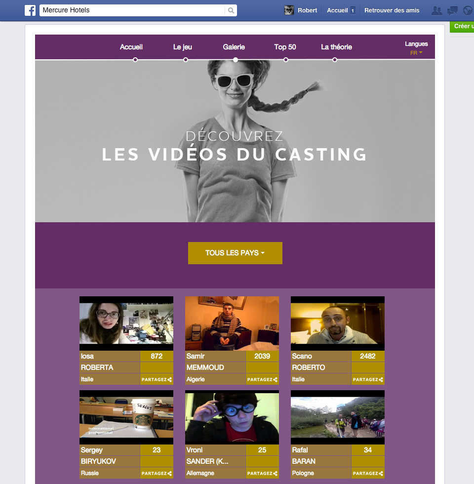 Jeu vidéos Facebook Mercure Hotels