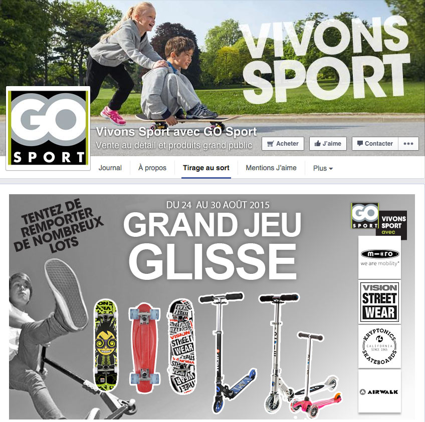 Jeu promotionel facebook Go Sport