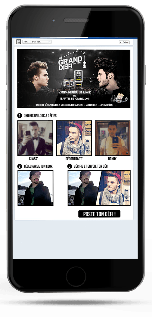 Application Facebook pour la marque Taft