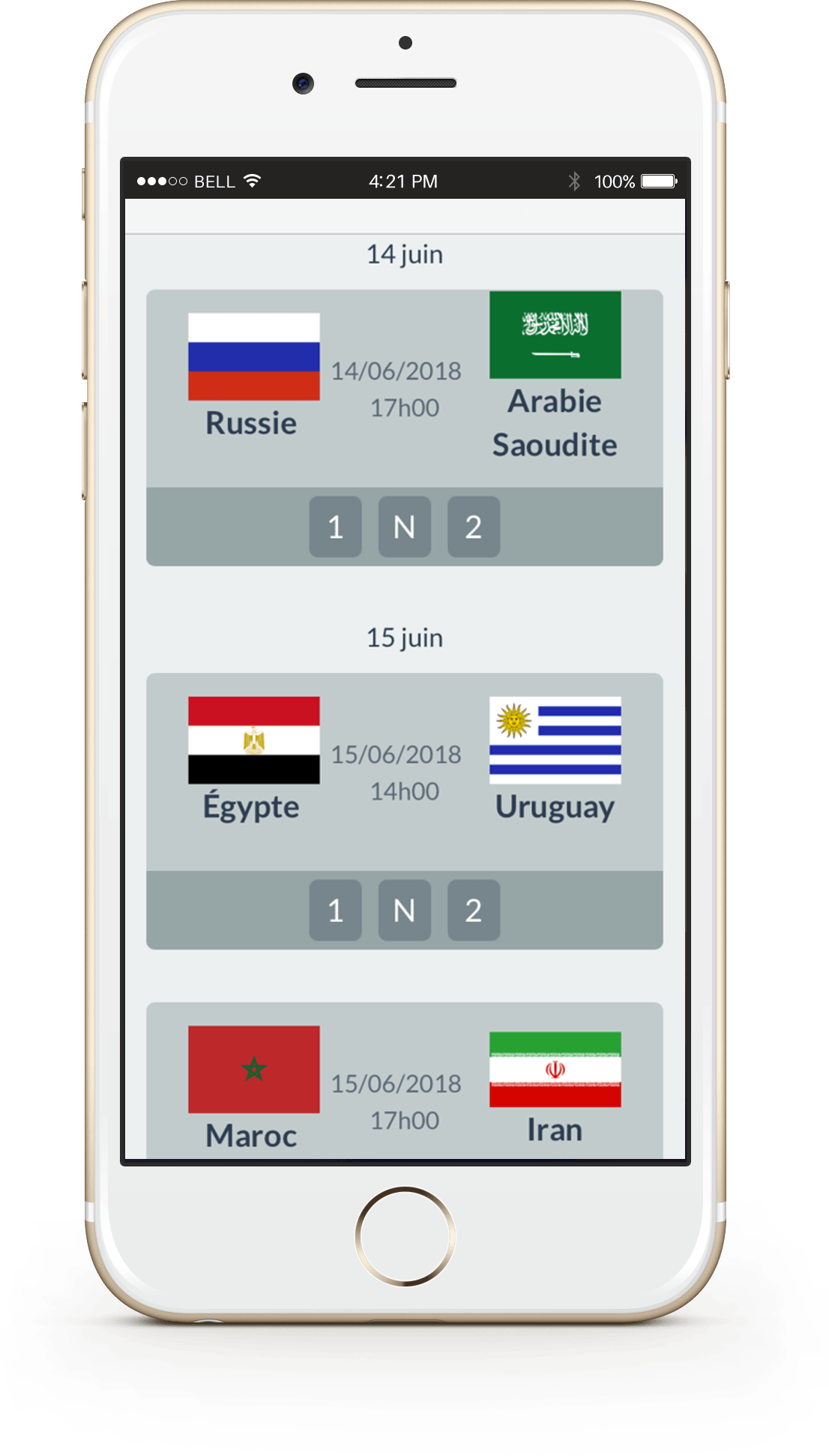 Application de pronostic foot sur Facebook