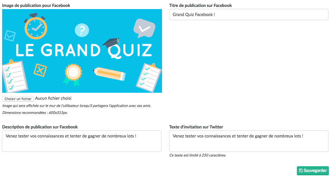 Préparation de la publication Facebook pour un jeu concours
