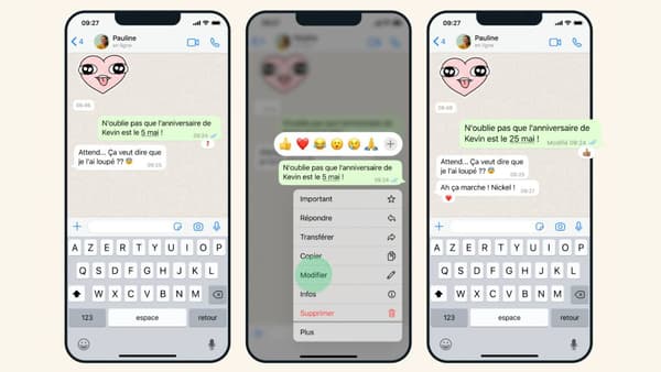 La fonction de modification de message sur WhatsApp