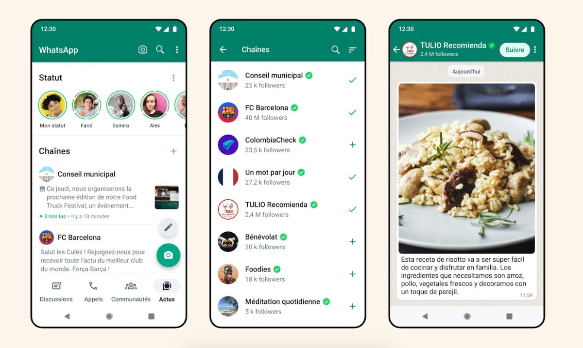 WhatsApp chaines canaux diffusion