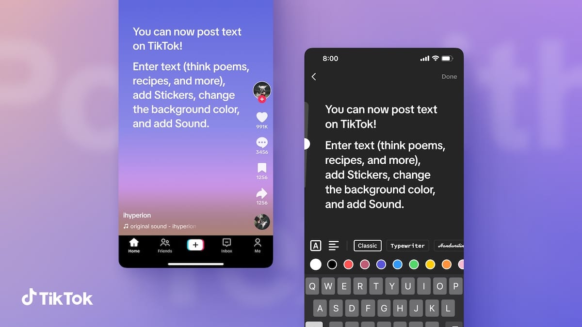 TikTok texte