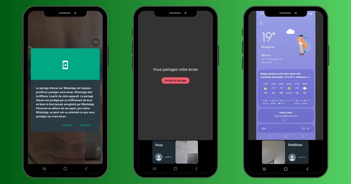 WhatsApp partage d'écran