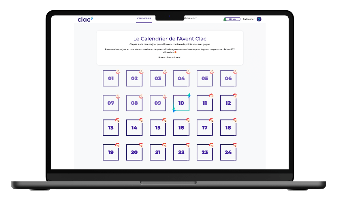 Exemple de Calendrier de l'Avent digital Clac