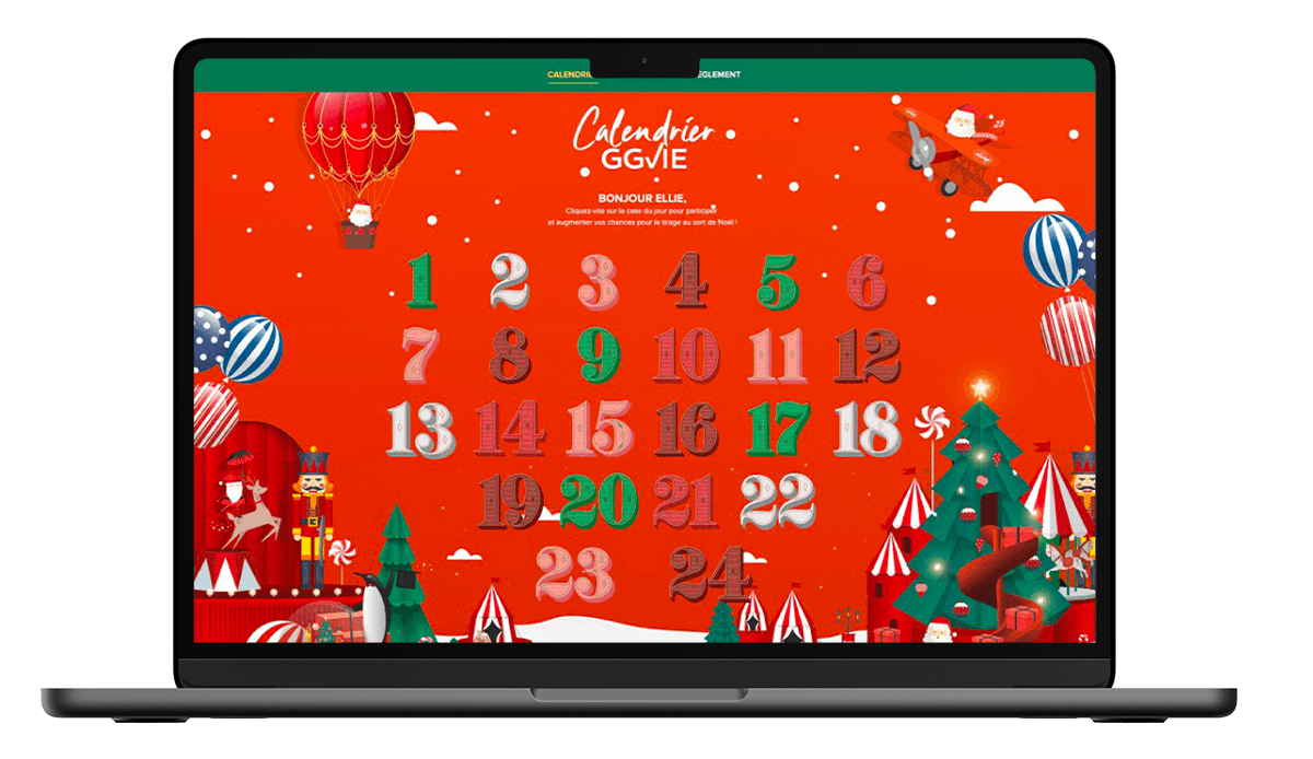 Exemple de Calendrier de l'Avent digital en entreprise GGVIE