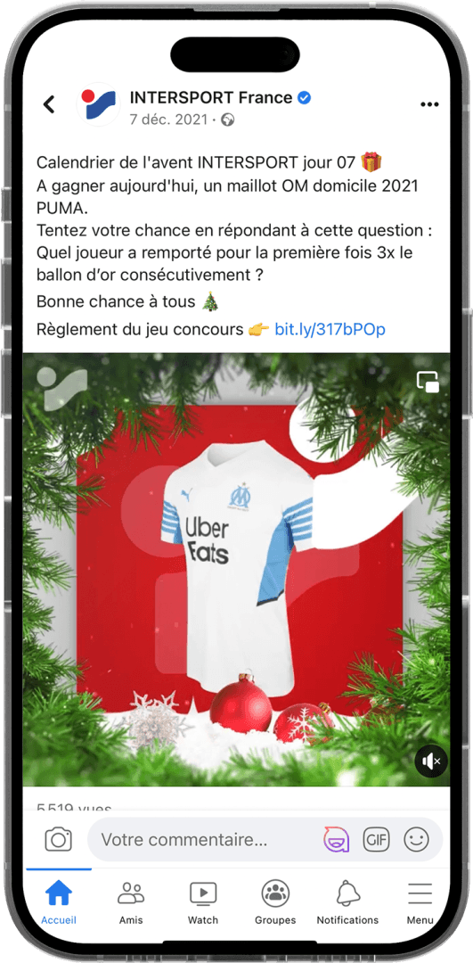 Calendrier de l'Avent Intersport Facebook