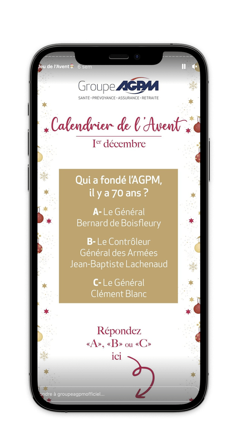Exemple d'un Calendrier de l'Avent en stories
