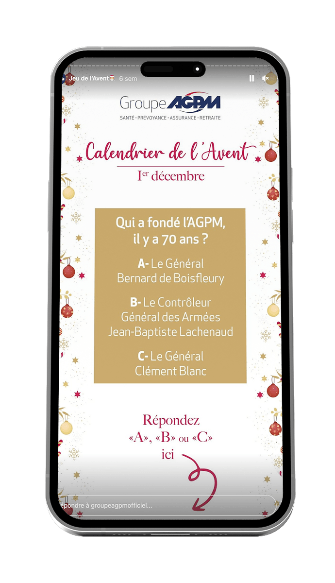 Exemple de Calendrier de l'Avent Instagram en stories AGPM