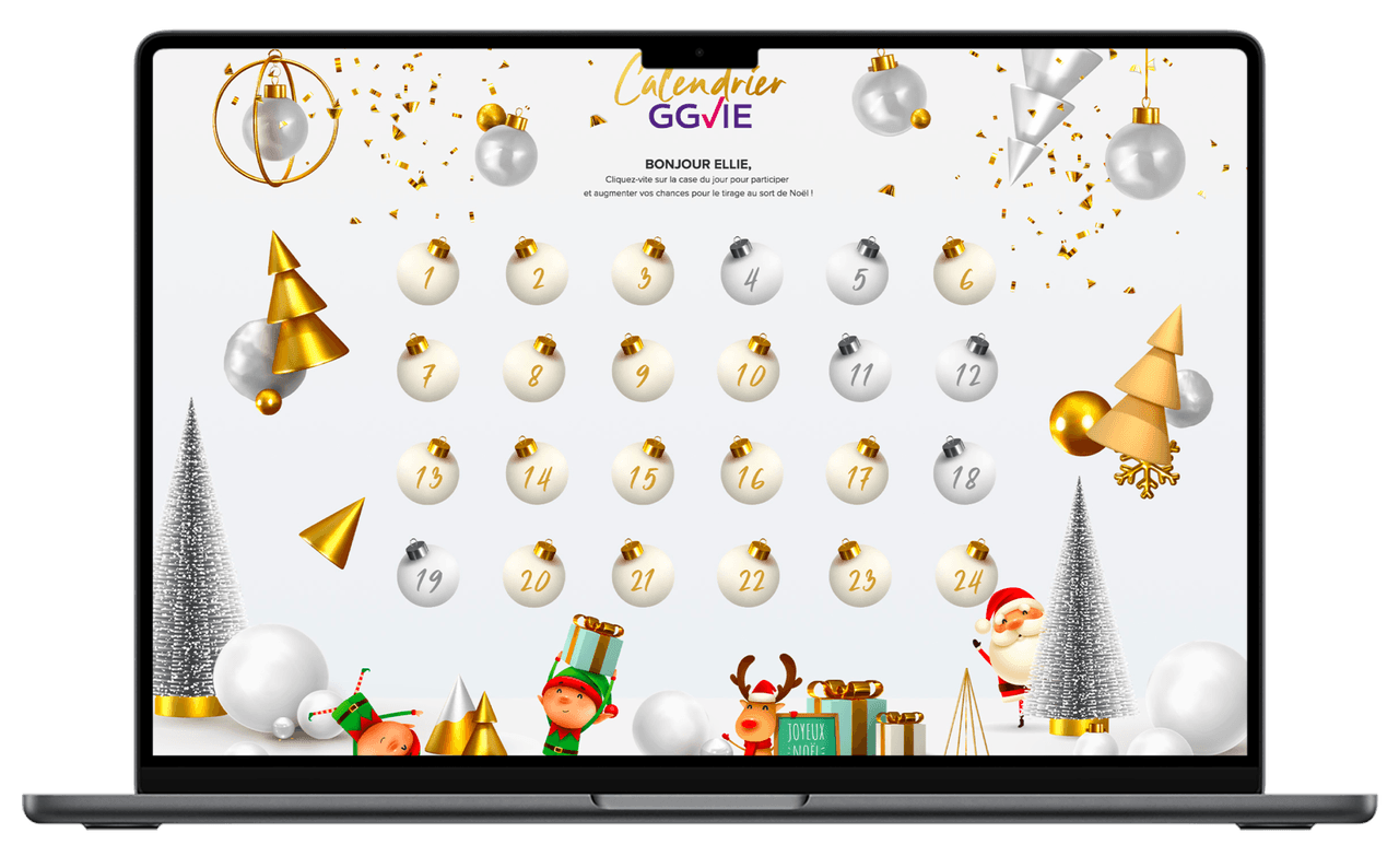Calendrier de l'Avent digital Groupama GAN Vie : 24 boules de Noël numérotées à ouvrir une par jour