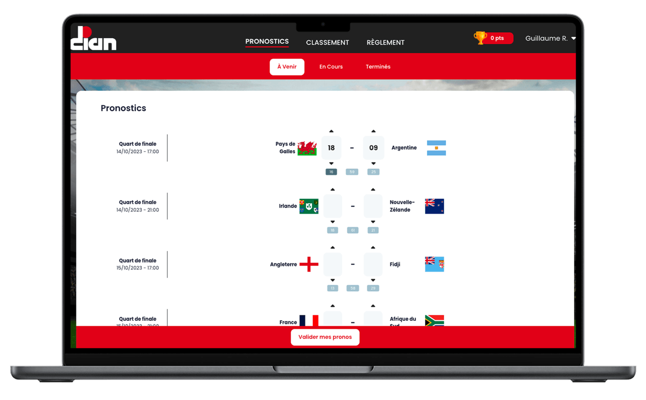 Exemple jeu digital interne : Pronostics
