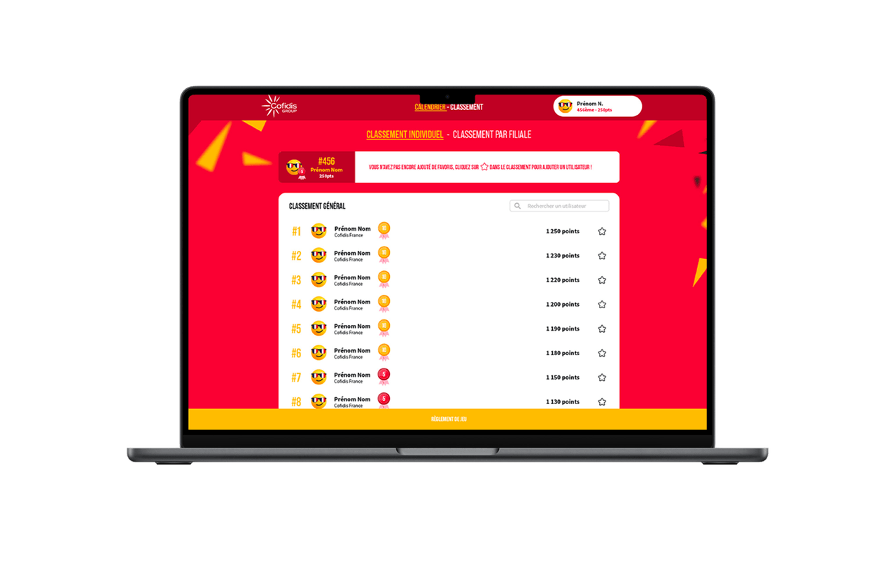 Jeu digital interne RSE Cofidis Classement