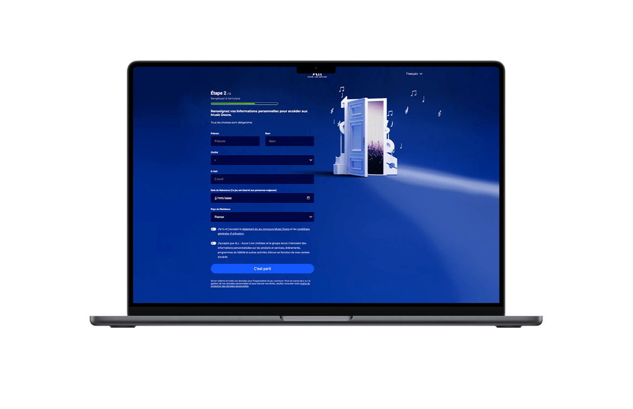 Jeu concours Music Doors Accor formulaire
