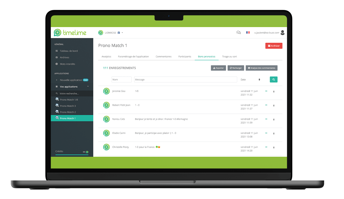 Timelime : Outil de gestion de jeux concours sur les réseaux sociaux