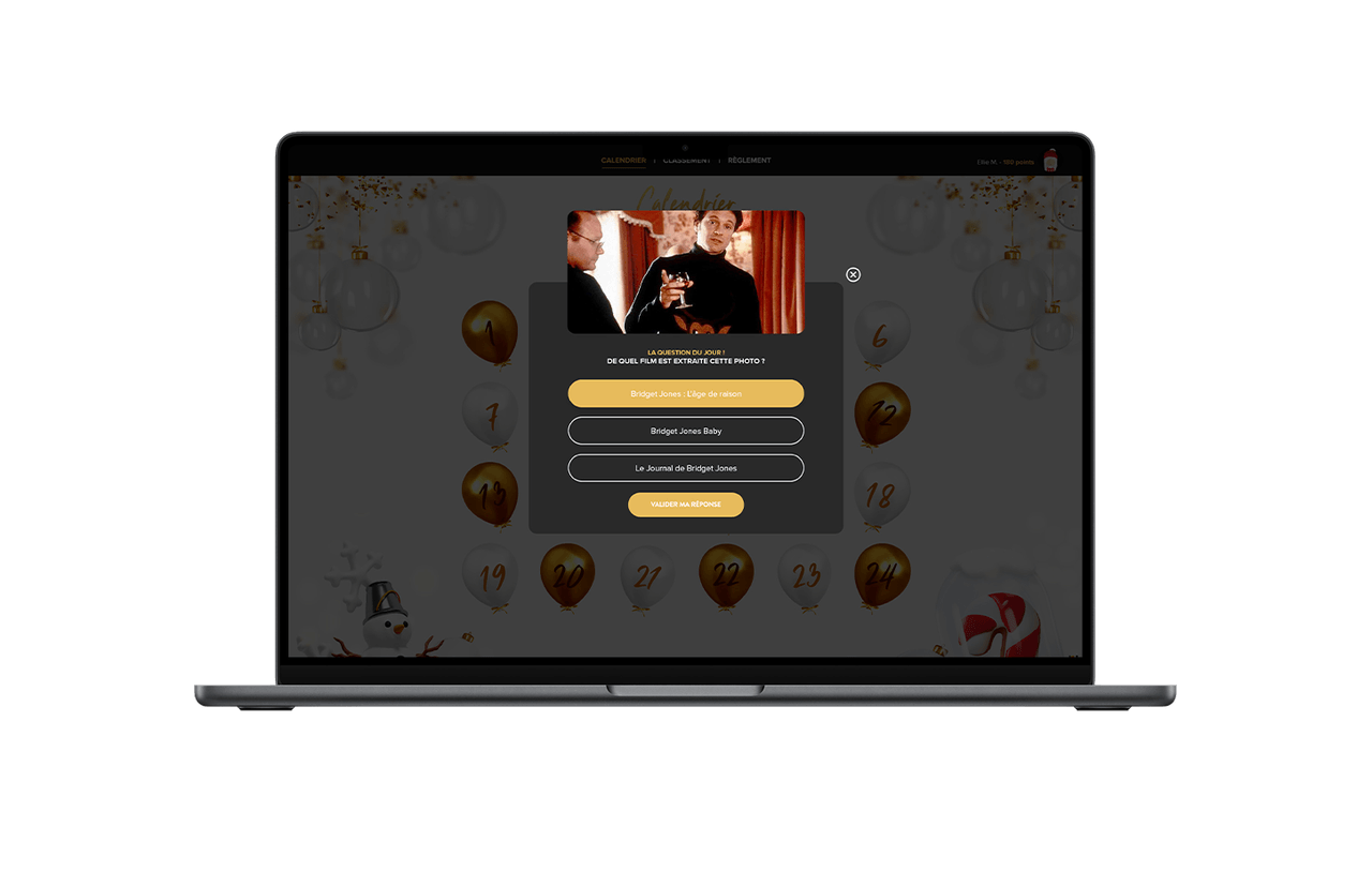 Jeu digital interne Calendrier de l'Avent Quiz GGVIE