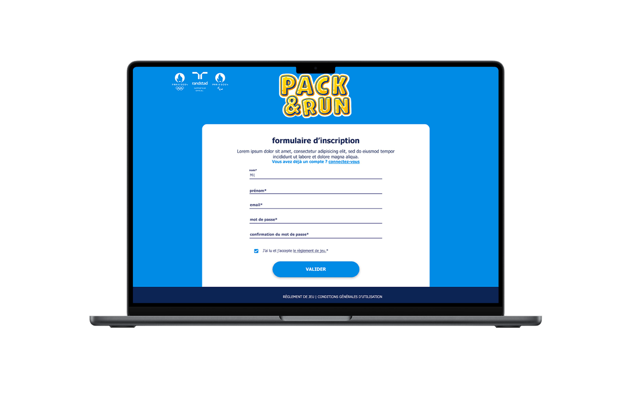 Jeu concours formulaire Randstad JO