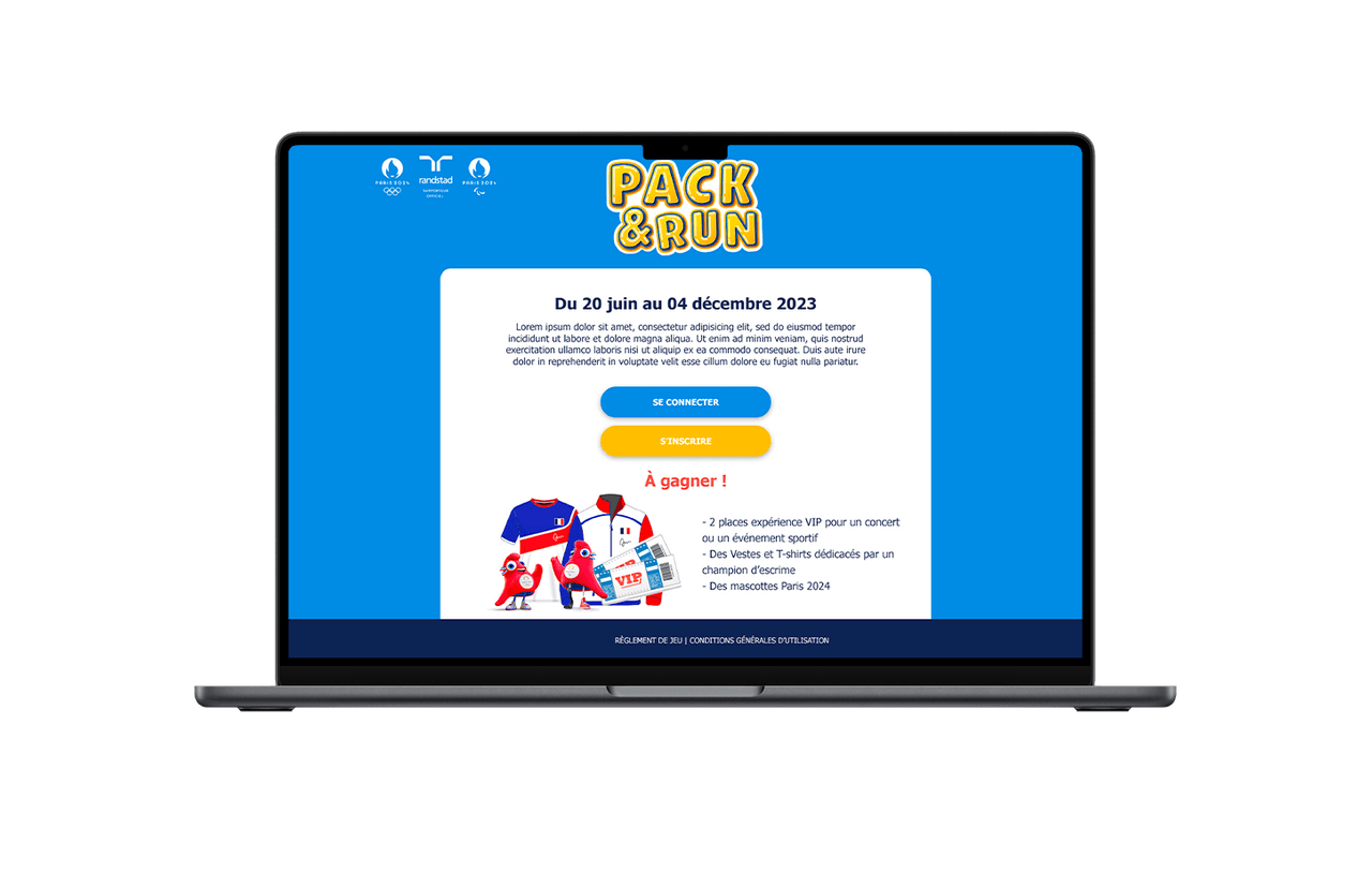 Jeu concours home page Randstad JO