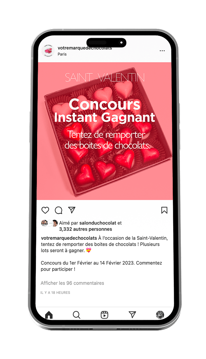 Exemple de jeu concours sur Instagram