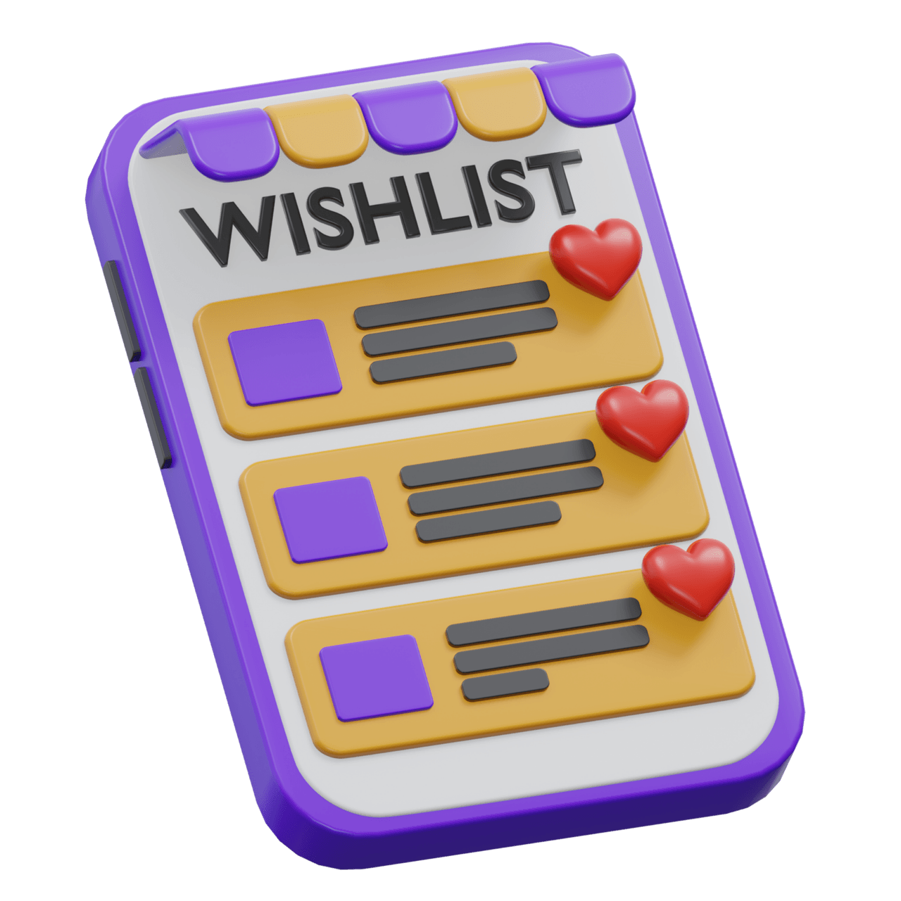 Wishlist 3d rendering icon illustration transparent background shopping and retail png